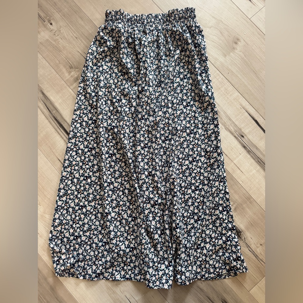 Floral Maxi Skirt dark blue black